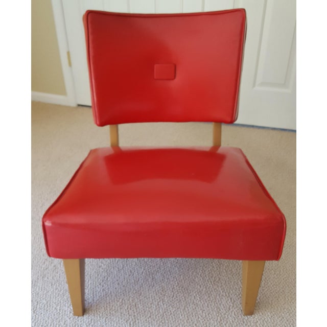 1950s Vintage Red Vinyl Slipper Chair | Chairish
