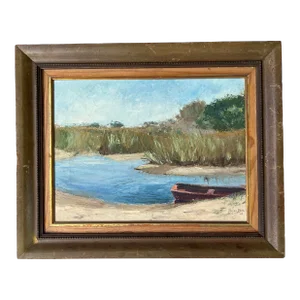 1950's Helen Stroh Marsh Landscape Oil Painting, Framed