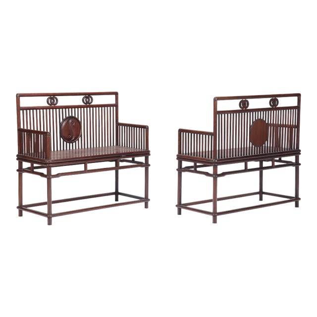Early 20th Century Vintage Hardwood Chinese Benches - a Pair For Sale