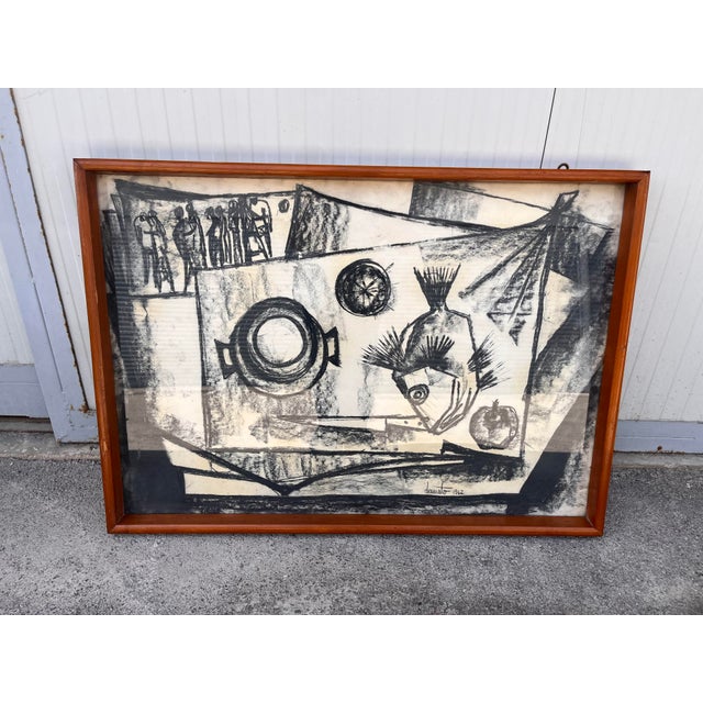 Dario D'amato, Work, 1962, Charcoal on Paper For Sale - Image 4 of 10