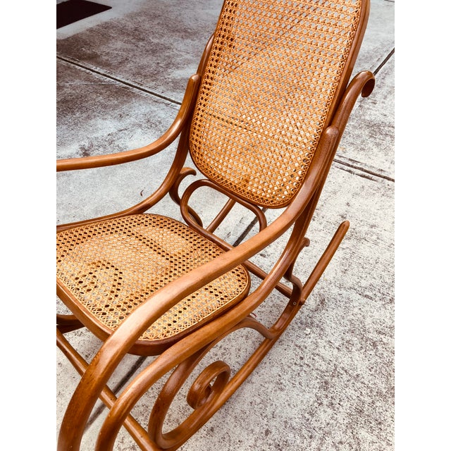 Art Nouveau 1960s Vintage Authentic Signed #10 Thonet Original Bentwood Rocking Chair For Sale - Image 3 of 12