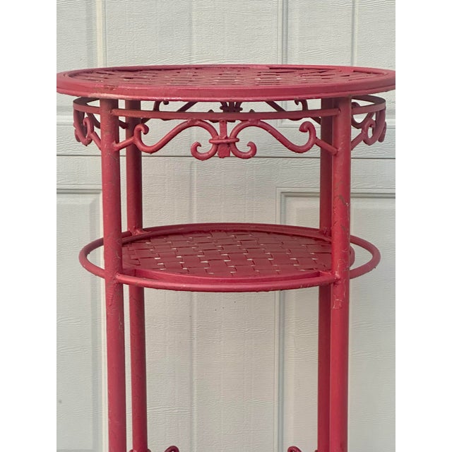 Large Heavy Iron Vintage Chinoiserie Plant Stand For Sale - Image 10 of 12
