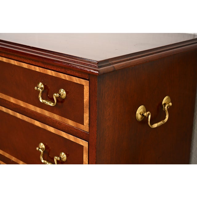 Baker Furniture Georgian Banded Mahogany Bedside Chests, Pair For Sale - Image 10 of 17