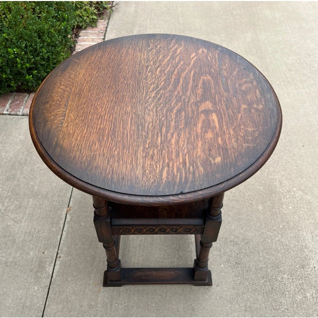 Late 19th Century Antique English Monk's Chair Bench Oak Converts to Folding Table Round 19th C For Sale - Image 5 of 13