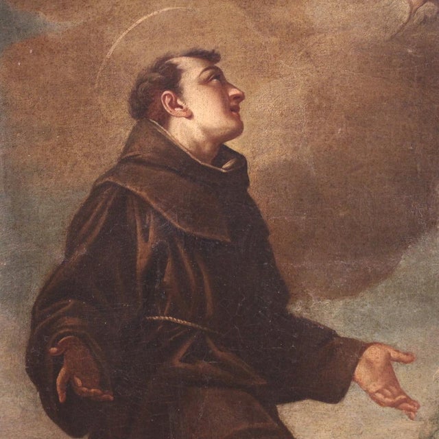 Italian Artist, Adoration of Friars with Cherubs, 1670, Oil on Canvas For Sale - Image 4 of 16