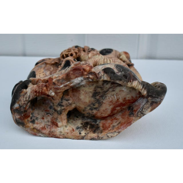 Antique Animal Carved Soapstone Triple Vase Sculpture For Sale - Image 12 of 14