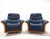 Vintage Adjustable Swivel Chairs in Blue Leather and Beech from Ekornes Stressless, 1980s, Set of 2 For Sale - Image 10 of 17