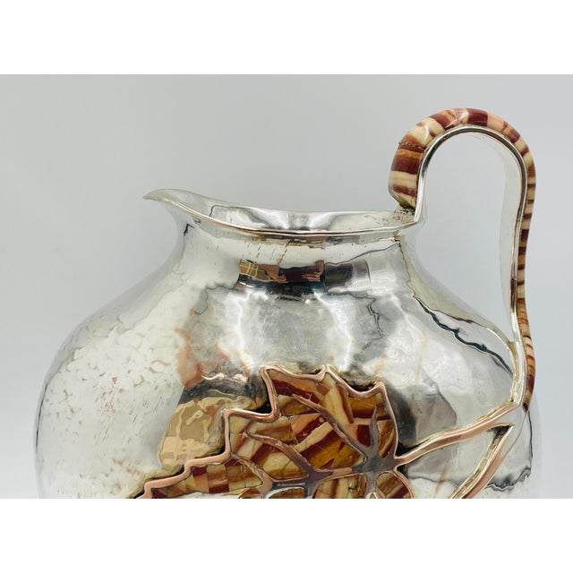 1980s Large Emilia Castillo Water Pitcher With Natural Jasper Stone Inlay, Signed For Sale - Image 14 of 18