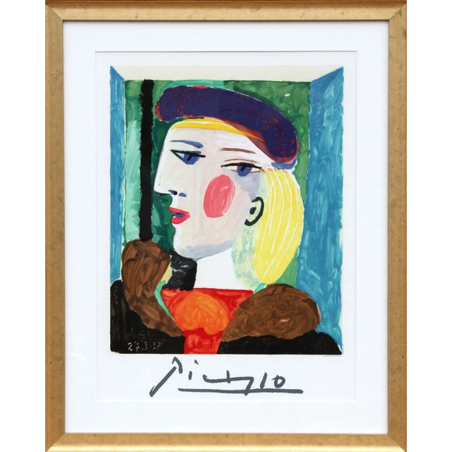 1980s "Femme Profile" (Marie-Therese Walter) Lithograph After Pablo Picasso For Sale