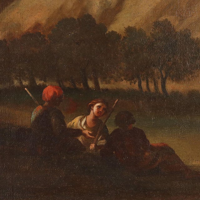 Landscape with Buildings and Shepherds, 1700s, Oil on Canvas For Sale - Image 4 of 11
