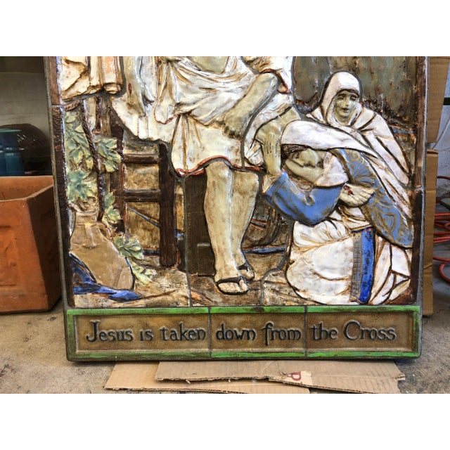 Metal 1920s Religious Mosaic Tile Panel For Sale - Image 7 of 9
