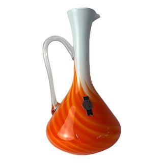 Opal Glass Vase with Flame Pattern by Vetreria Artigiana Sanminiatello For Sale