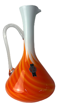 Opal Glass Vase with Flame Pattern by Vetreria Artigiana Sanminiatello