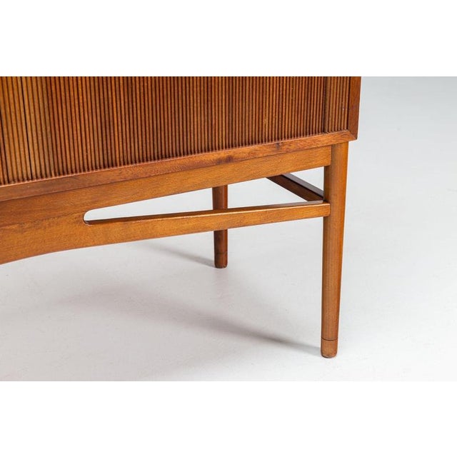 Brown Danish High Cabinet in Teak with Tambour Doors, 1960 For Sale - Image 8 of 15