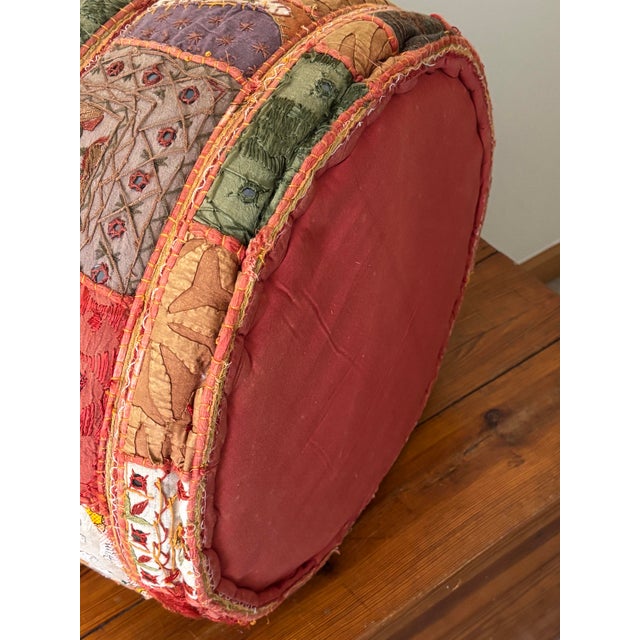 Pouf India Khambadiya Colorful Patchwork Stool - Shells Mirrors Abc Furniture Boho Chic For Sale - Image 10 of 12