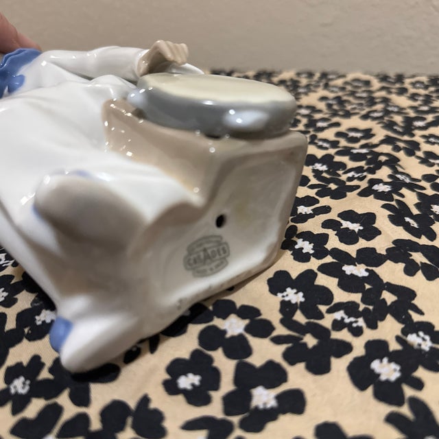 Vintage Porcelain Casades Clown Eith Tambourine Figure Made in Spain For Sale - Image 10 of 10