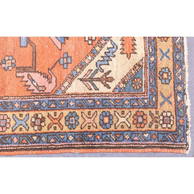 Burnt Orange Antique Persian Heriz Wool Rug 2'10'' X 4'10'' For Sale - Image 8 of 9