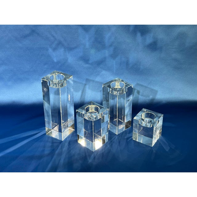 Bombay Company Crystal Candle Holders Modern Set of 4 For Sale - Image 4 of 5