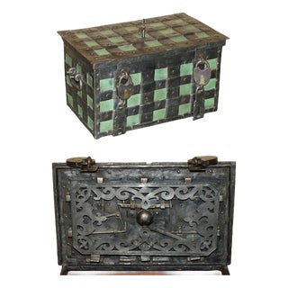 German Wrought Iron Safe Chest, Early 17th Century For Sale