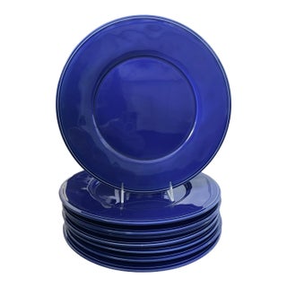 Set of 8 Williams Sonoma Service Charger Chop Plates 13" Navy Blue. Portugal For Sale