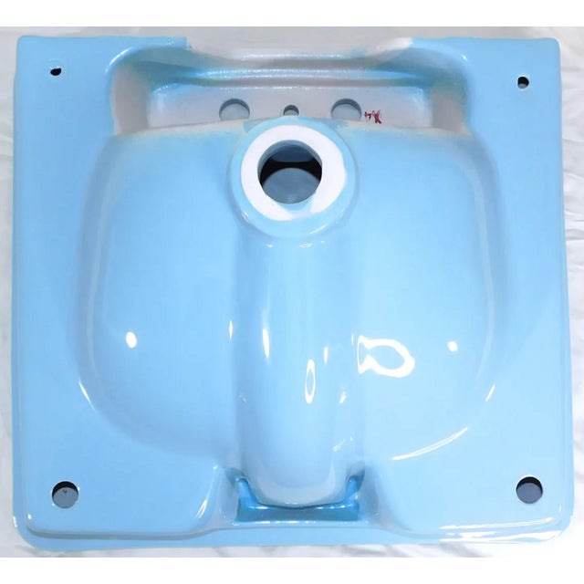 1965 Vintage Unused "Standard" Regency Blue Vitreous China Rectangle Drop-in Sink For Sale - Image 11 of 15