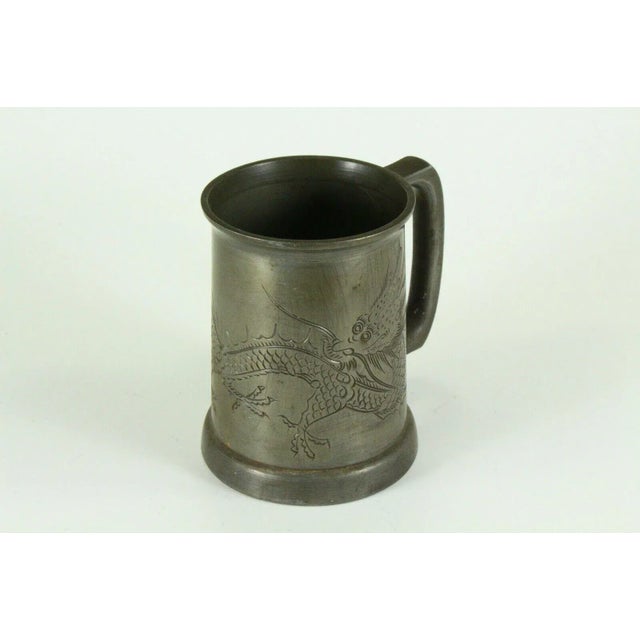 1890's Chinese Pewter Mug Stain W Dragon Kwang Heng No1