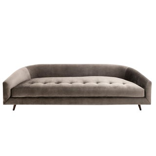 Clad Home Curved Velvet Button Tufted Sofa For Sale
