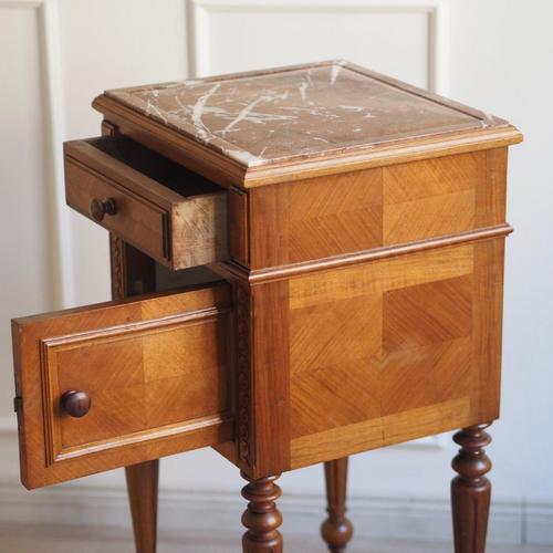 Antique Bedside Table with Marble Top and Marble Lining, 1890s For Sale - Image 10 of 18