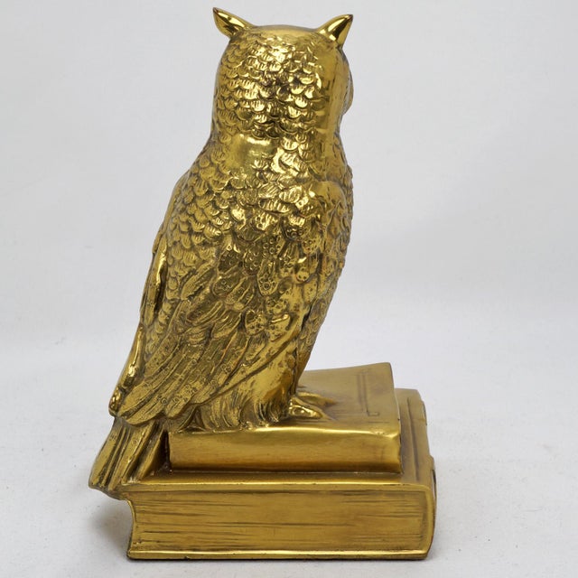 Single Mid Century Cast Brass Owl Bookend Pm Craftsman For Sale - Image 4 of 9