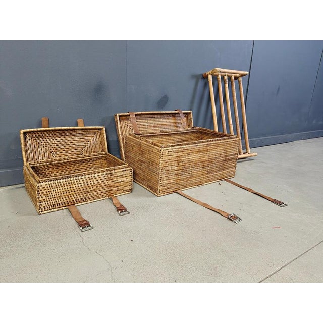 Vintage Wicker Trunks, 1970s, Set of 2 For Sale - Image 4 of 12