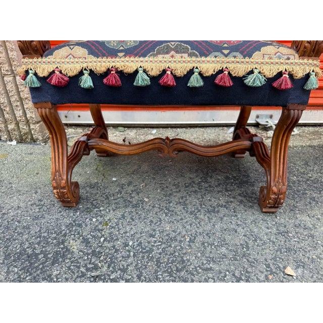 Late 20th Century Vintage French Louis XIII Style Os De Mouton Backless Bench For Sale - Image 9 of 14