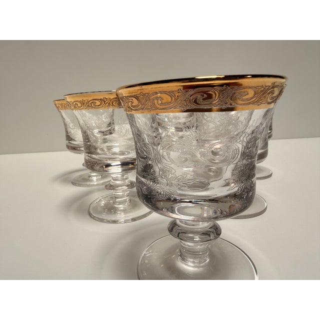 Murano Wine Glasses with Gilt Medici Rims, 1970s, Set of 6, in Flawless conditions. Designed 1970 to 1979 I have official...