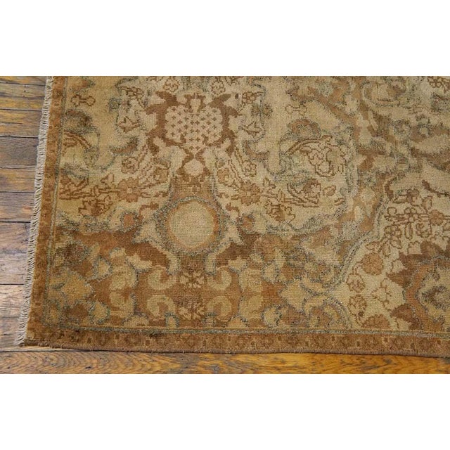1920s Tan Camel Polonaise Antique Indian Agra Rug 4'9" X 7'10" Handknotted Wool Carpet For Sale - Image 4 of 7