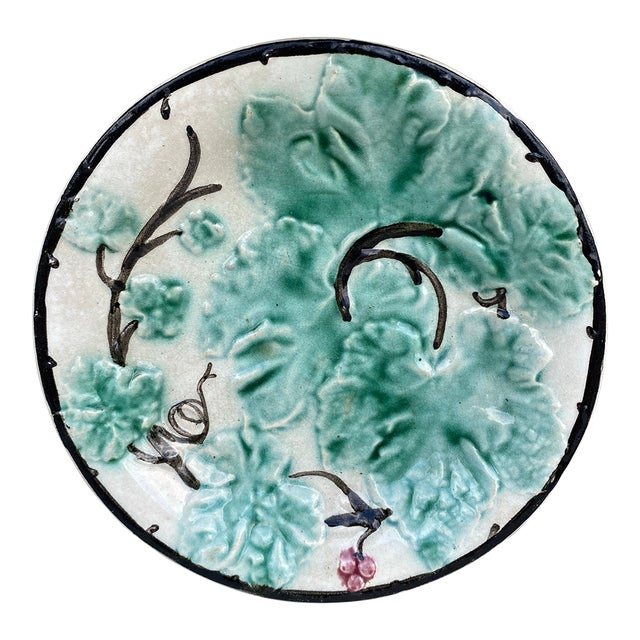 French Majolica Leaves Plate, Circa 1880 For Sale