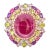 Bochic “Orient” Natural Ruby, Peridot & Amethyst Ring Set In 18 K Gold & Silver For Sale