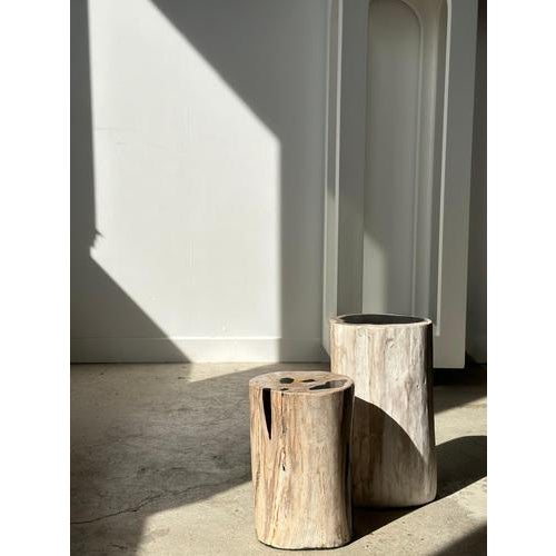 White Petrified Wood Side Table with Black Heart For Sale - Image 14 of 18