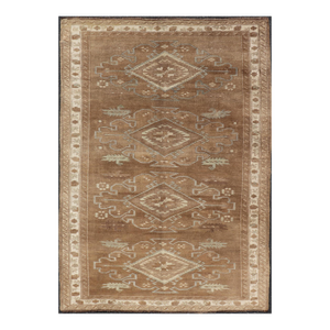 Tribal Medallion Design Turkish Antique Kars Oushak Rug in Warm Brown Tones