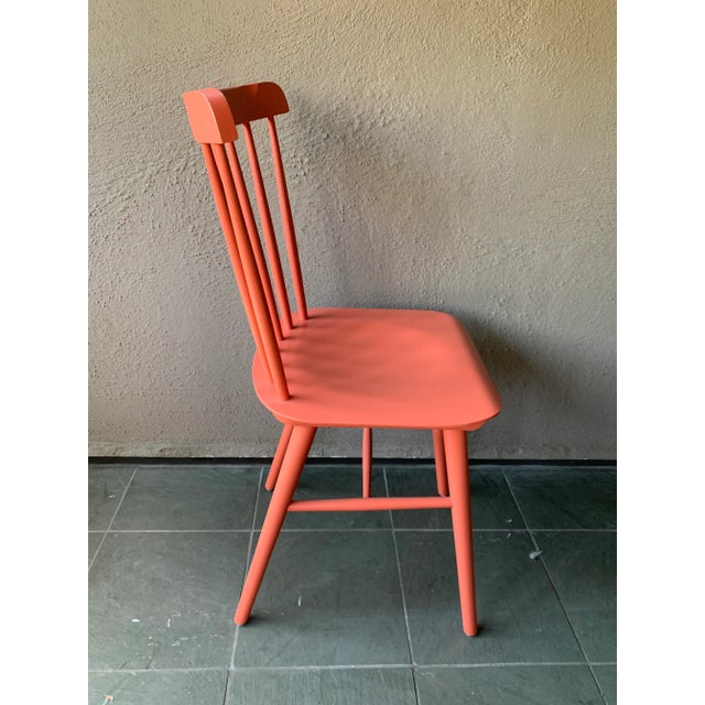 Vintage Ton wood side chair painted red