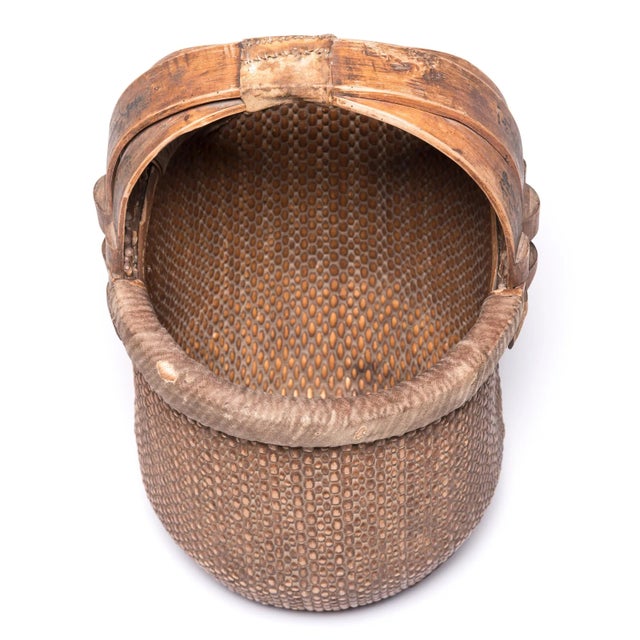 Mid 19th Century Chinese Bent Handle Fisherman's Basket For Sale - Image 5 of 6