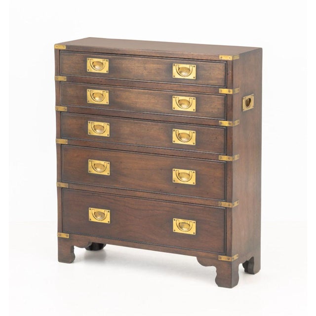 Campaign Style Brass Mounted Chest of Drawers For Sale - Image 4 of 7