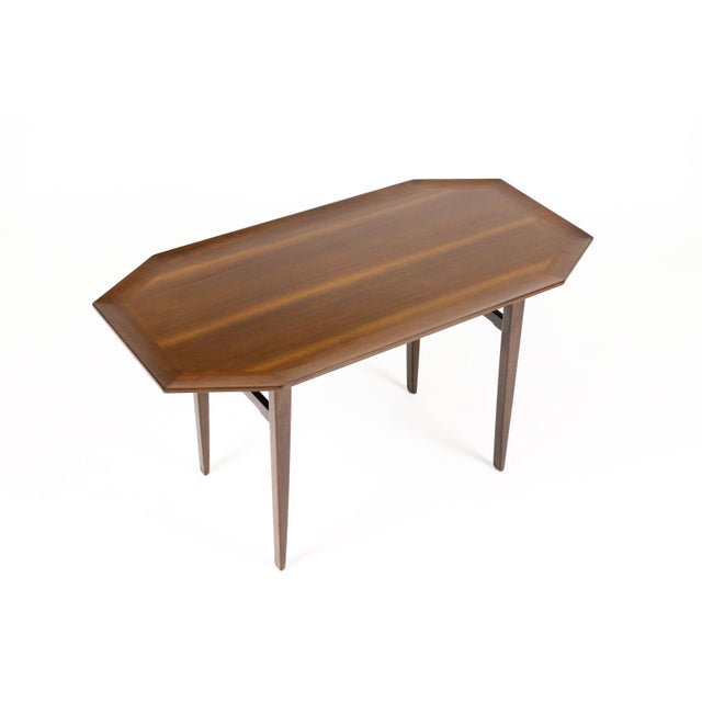 Wood Mid Century Vintage Mahogany Writing Desk — Edward Wormley for Dunbar — Octagonal Top For Sale - Image 7 of 11