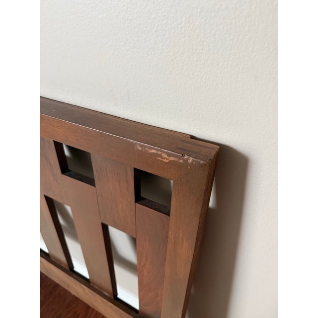 Brown Vintage 1970s Lane Altavista Brutalist Staccato Rosewood and Walnut Headboard in King by Paul McCobb For Sale - Image 8 of 11