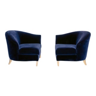 Modern Navy Armchairs - a Pair For Sale