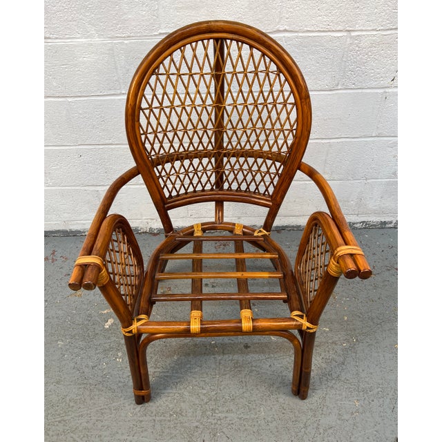 Brown Vintage Boho Wicker Rattan and Bamboo Dining Set For Sale - Image 8 of 14