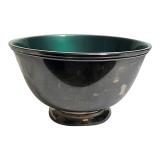 Vintage Towle Silver Plate and Mint Green Enamel Bowl For Sale