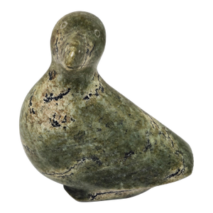 Mid-Century Inuit Soapstone Bird Sculpture, Hand-Carved & Signed in Syllabics