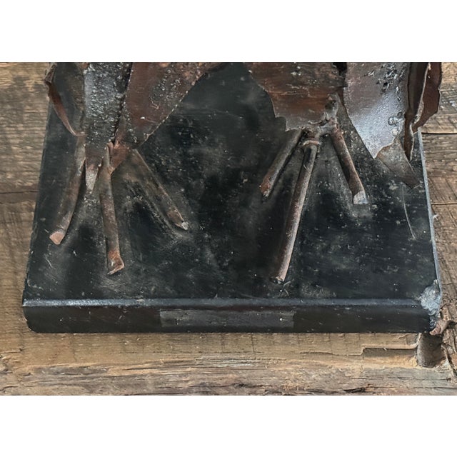 Vintage Brutalist Mid-Century Torch Cut Metal Owl Sculpture For Sale - Image 9 of 9