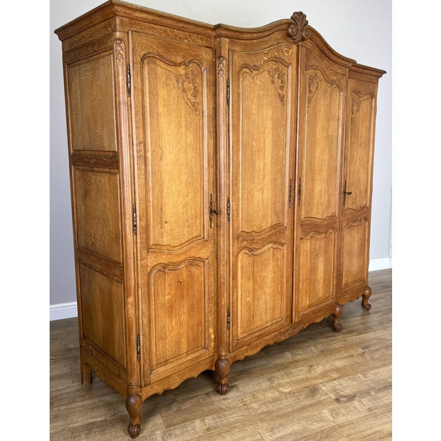 Vintage French Louis XVI Style Wardrobe in Oak For Sale - Image 4 of 15