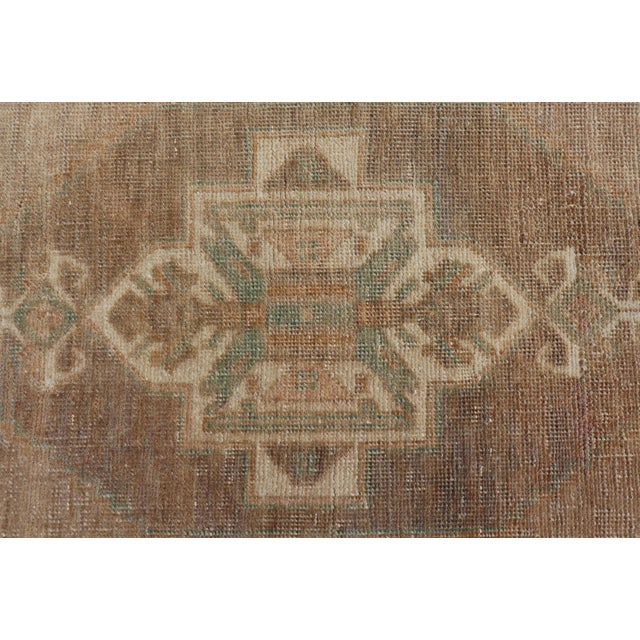 Textile Vintage Turkish Oushak Rug With All-Over Sub-Geometric Medallion Design For Sale - Image 7 of 8