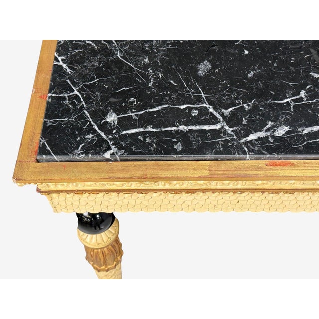 Maison Jansen Attr, Neoclassical Style Console Tables, Carved Wood, Black Marble For Sale - Image 11 of 17